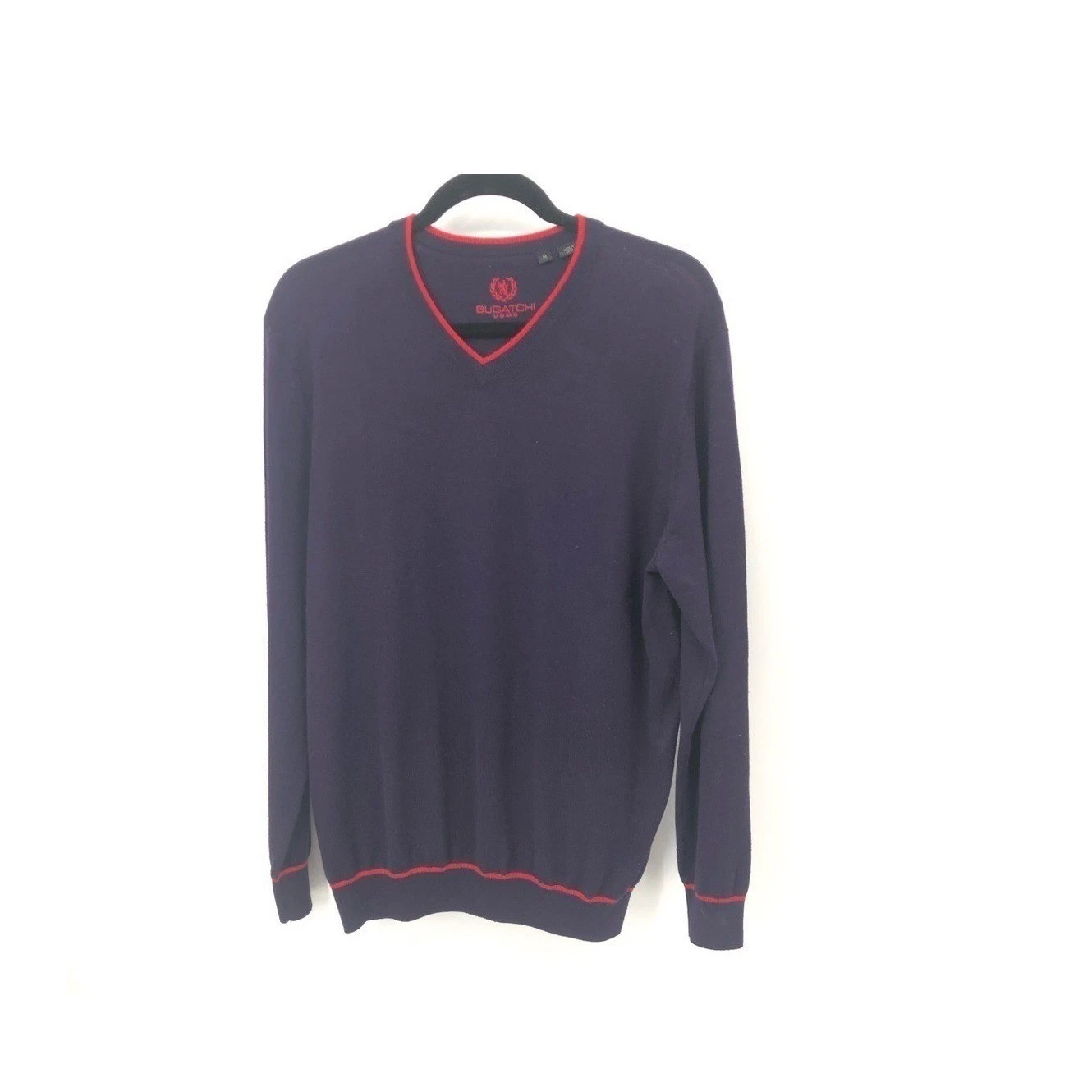 Bugatchi Men's purple and red v-neck sweater M