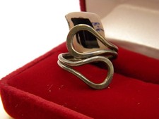 Vintage Modernist Sterling Silver 925 Wave Swirl Ring Size 6.75 3.8 GRAMS