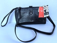 The Sak 3-In-1 IRIS Leather Phone Wallet Black Leather Crossbody New with Tags