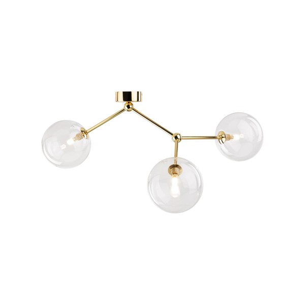 Deckenleuchte Deckenlampe Metall Glas 70 Cm Lang In Gold 3-Flammig G9 Kugel-image