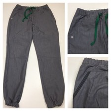 FIGS Gray Green Drawstring Zip Pockets Scrubs Jogger Style Pant Mens sz XS