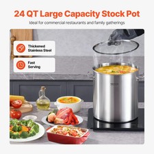 VEVOR 24QT Stainless Steel Stockpot with Lid Handle Large Stock Pot - NEW -