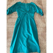 Vintage R&K Originals Midi Emerald Green Dress with elbow length Sleeves