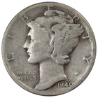 1940 D Mercury Dime Circulated Silver 10c Coin Collectible
