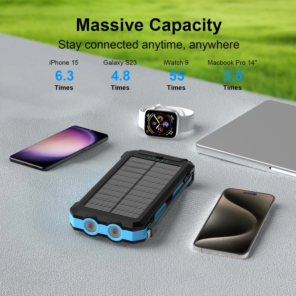 Power Bank, Solar Charger, 49800mAh Portable Charger for Phone&Apple Watch Wi...