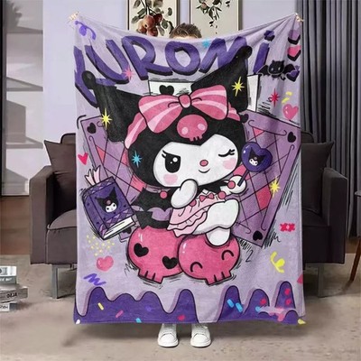 Gothic Kawaii Anime Rabbit Flannel Blanket, Cozy Summer Thin Lunch Break Throw