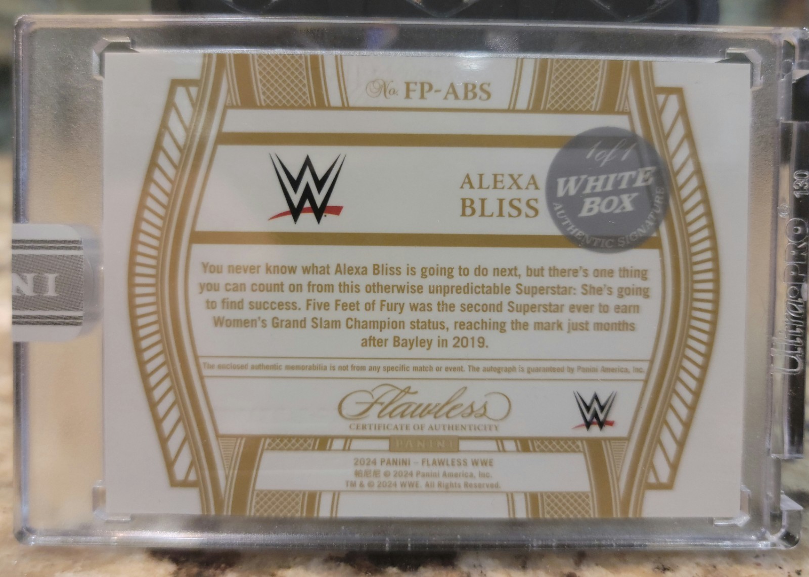 2024 Panini Flawless Alexa Bliss Patch Auto White Box 1/1 view 2
