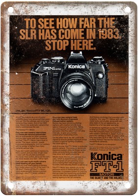 1983 Konica Vintage Film Camera Advertisement Retro Look Metal Sign C1247
