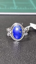 lapis lazuli Sterling Silver Ring Oval Gemstone Design Ring Sz 7.5
