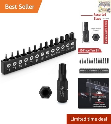 13-Piece S2 Steel Tamper Proof Torx Bits T4-T40 - Precision & Durability