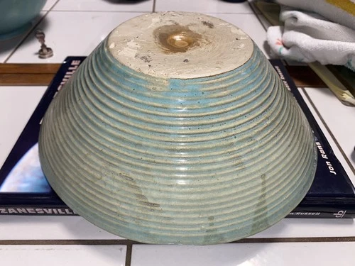 Zanesville Stoneware Co ZSC Stone Age Modern Homespun Planter #2110 Seacrest 10”