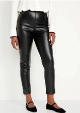 Old Navy High Extra High Waisted Skinny Faux Leather Pant Black Goth Office 12