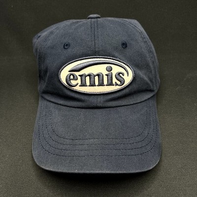 EMIS Strapback Hat Navy Minimal Logo Korean Brand Cap