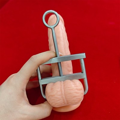Male Bondage Ball Stretcher Chastity Squeeze Testicle Crusher Clamps Torture SM