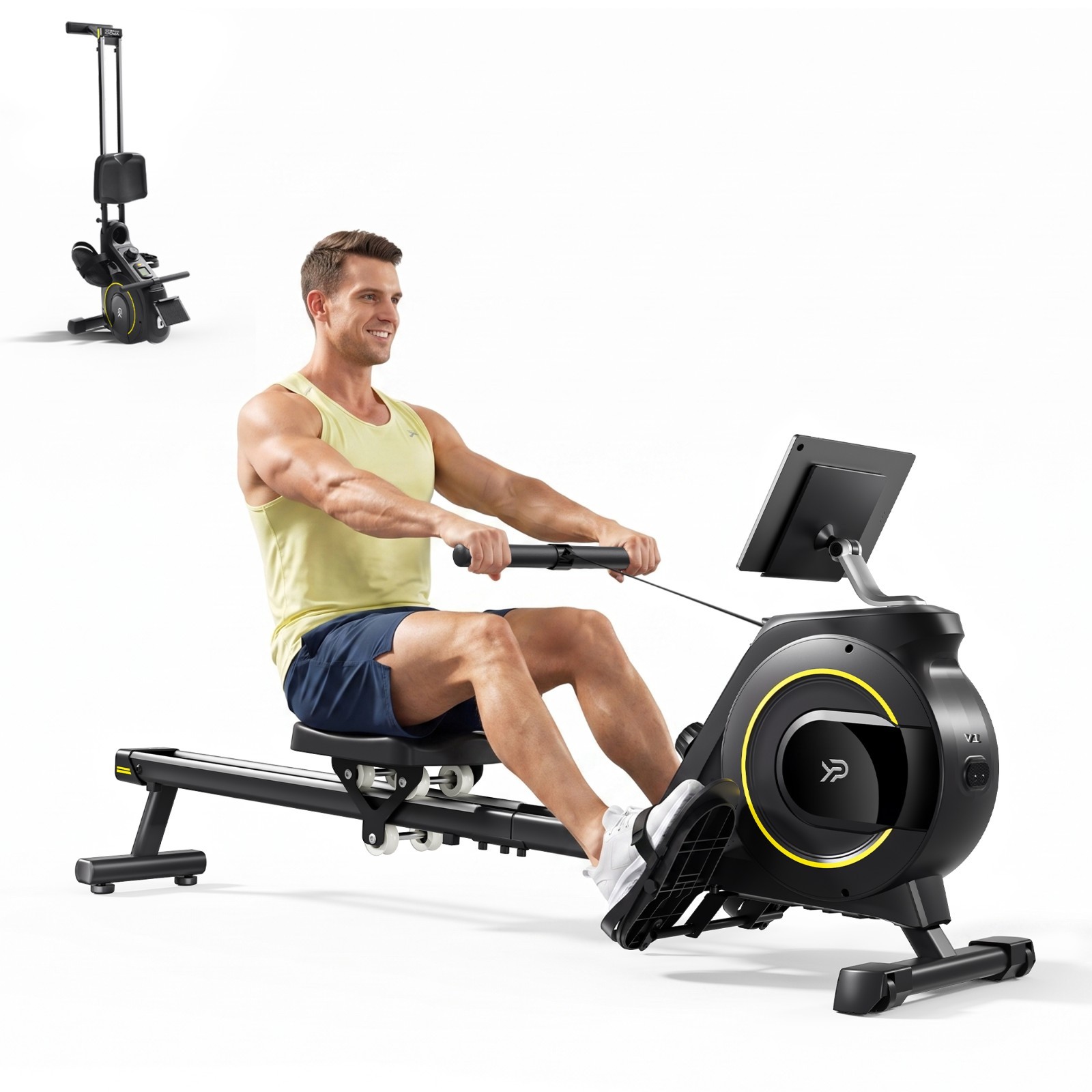 Rowing Machine with Comfortable Seat, Quiet for Home & 16-Level Resistance