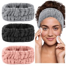 LAPOHI 3 Pack Microfiber Towel Headbands for Washing Face, Facial Headbands M...