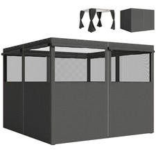 Image of Outsunny 3 x 3 m Gazebo Replacement Curtains Privacy Panel Set, 4 Panels