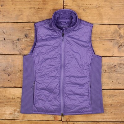 L.L. Bean Steppweste L Damen lila Nylon Full Zip Fleece gefüttert Gilet Jacke