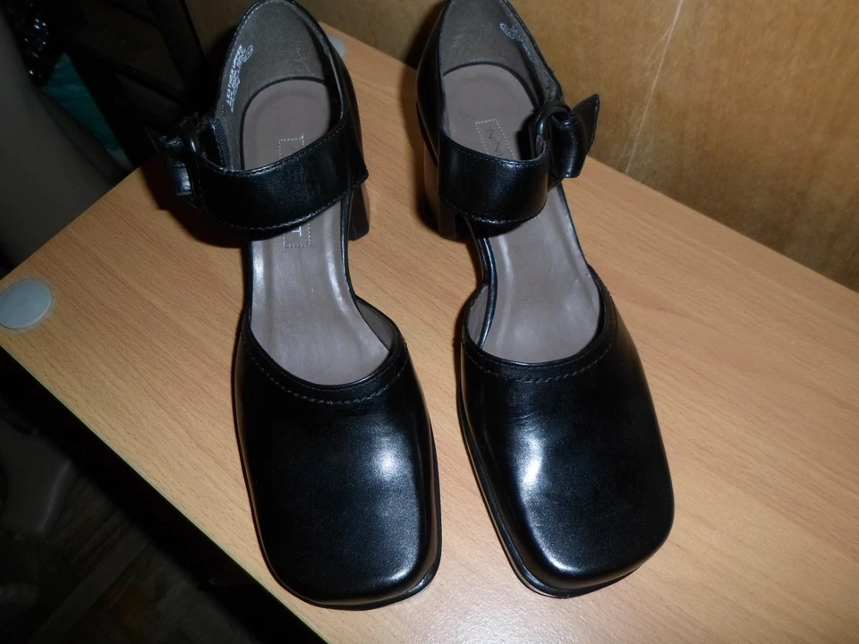 escarpins babies Nine West cuir femme 38 neuves noires talons carrés - Photo 2/4