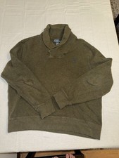 Polo by Ralph Lauren Shawl Collar Pullover Sweater Olive Cotton XL 100 Cotton