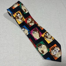 Looney Tunes Mania Neck Tie Taz Tasmanian Devil 100 Silk Vintage 1993 Colorful