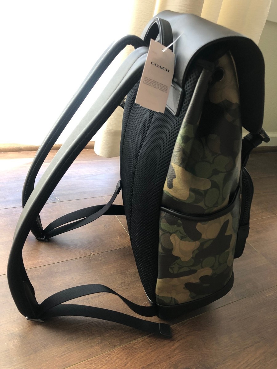 Coach Outlet Track Backpack In Signature Canvas With Camo Print - Men's Bags - Green Coach Outlet Track Backpack In Signature Canvas With Camo Print - Men's Bags - Green