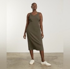 Everlane Tank Top Bodycon Olive Green Sleeveless Midi Dress Womens Size M NWT 