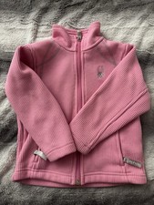 Spyder Girls Pink Knit Full Zip Jacket Long Sleeve Embroidered Logo Pockets