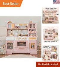 Spacious Pink Play Kitchen for Kids - Exciting Pretend Cooking Adventures