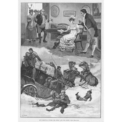 EVERARD MORANT COX Our Christmas Dinner The Delay & Cause - Antique Print 1893