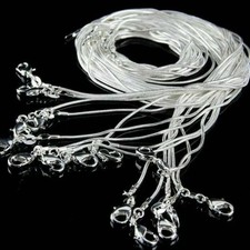 Sterling Silver Plated 16" 1mm Necklace Snake Chain
