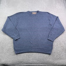 Vintage Shenandoah Sweater Mens XL Blue Basketweave Knit Cotton Blend USA Made