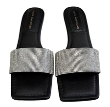 Good American Diamond  Slides With Gold Kitten Heel, Size 7, New w/Box