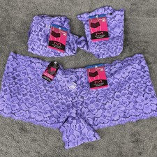 3 Pair Maidenform Luxurious Lace Boyshort Panty DMCLBS Size 8 / XL Purple Cheeky