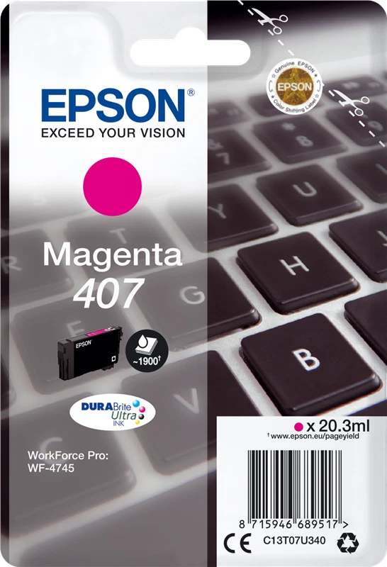 Original Epson Tintenpatrone Magenta C13T07U340 407
