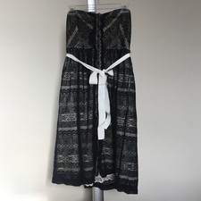 Anthropologie black lace strapless dress