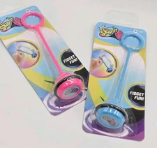 Lot of 2 New Hasbro Throwback Skip It Finger Fidget Fun Toy Blue & Pink 5"