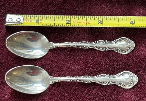 Strasburg By Gorham Pair Of Sterling Silver Demitasse Spoons 4”