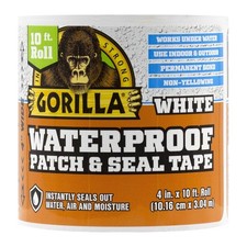 Gorilla Waterproof Patch  Seal Tape, White Tape, 4" x 10' Pack of 1 - Permane