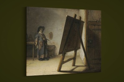 Rembrandt - The Artist in His Studio - Art Print on Paper or Canvas