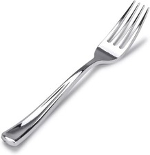 Plastic Silver Forks 75 Pack - Glossy Cutlery - 75 Count,