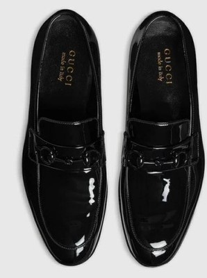 GUCCI  VERNICE CRYSTAL  Patent Leather Bit Loafers Size US 11/UK 10 MSRP $1250