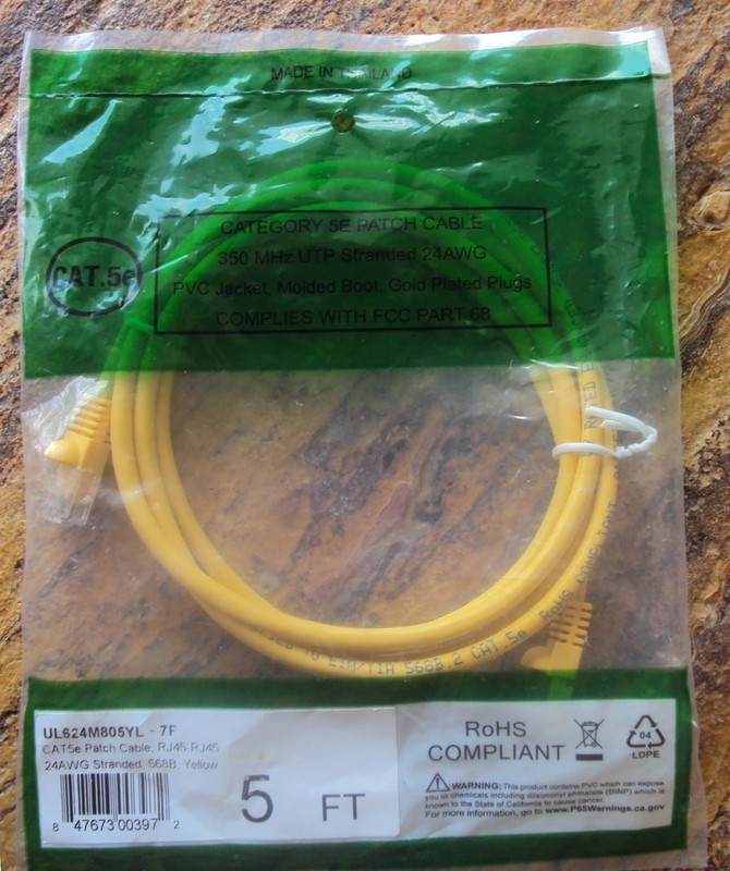 5ft Cat5e Cable yellow LAN Cat 5e Ethernet Patch Cord RJ45 Internet Modem Cable