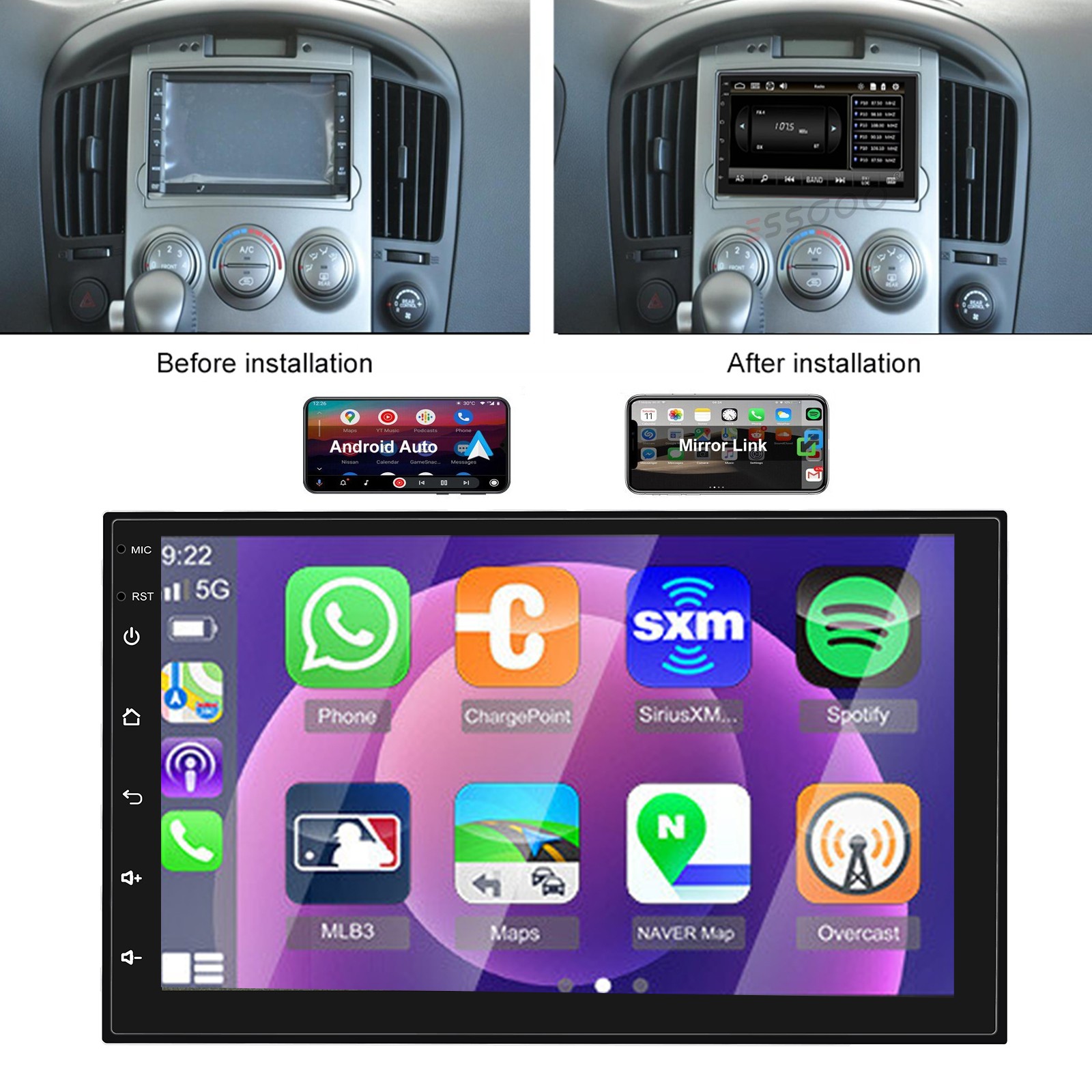 7" Double Din Car Stereo Apple/Android Auto MP5 Player Radio Bluetooth USB BT FM
