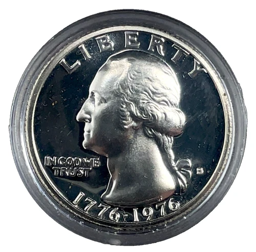 1776 - 1976 S Washington Quarter 25C Bicentennial Silver Proof Coin in Capsule