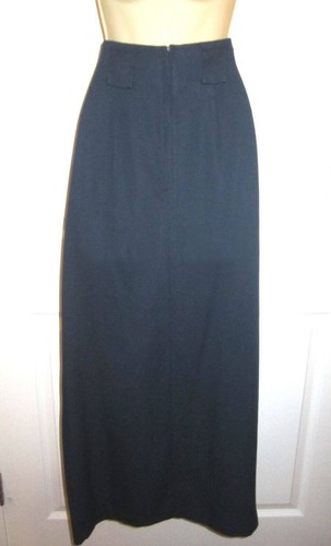 Falda larga vintage Maggie Lawrence para damas talla 4 azul marino con abertura - Imagen 3 de 4