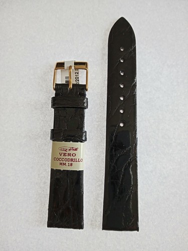 1 CINTURINO PELLE DI COCCODRILLO SC VERO DA 18 mm. EXTRA PIATTO NERO NUOVO  | eBay