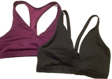 2 Victoria  s Secret VS Sport Bras Medium Racerback Black and Purple Womens