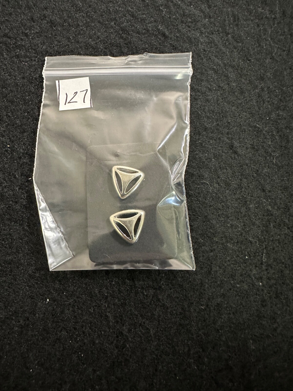 Used Silver Triangle Stud Earrings - image 3