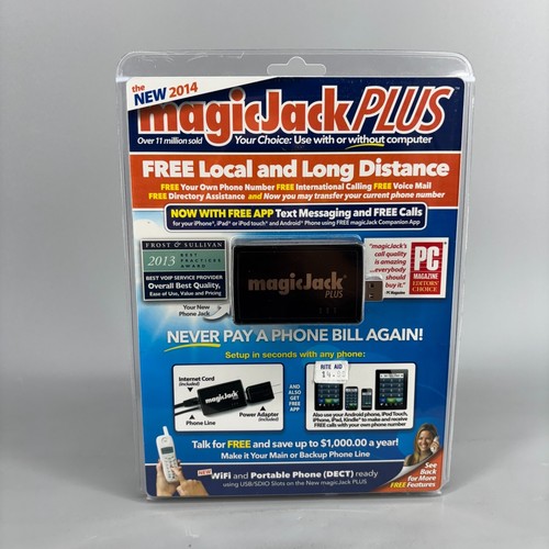 Magic Jack PLUS Free Local Long Distance Calling Telephone - Brand New Sealed - Photo 3/7